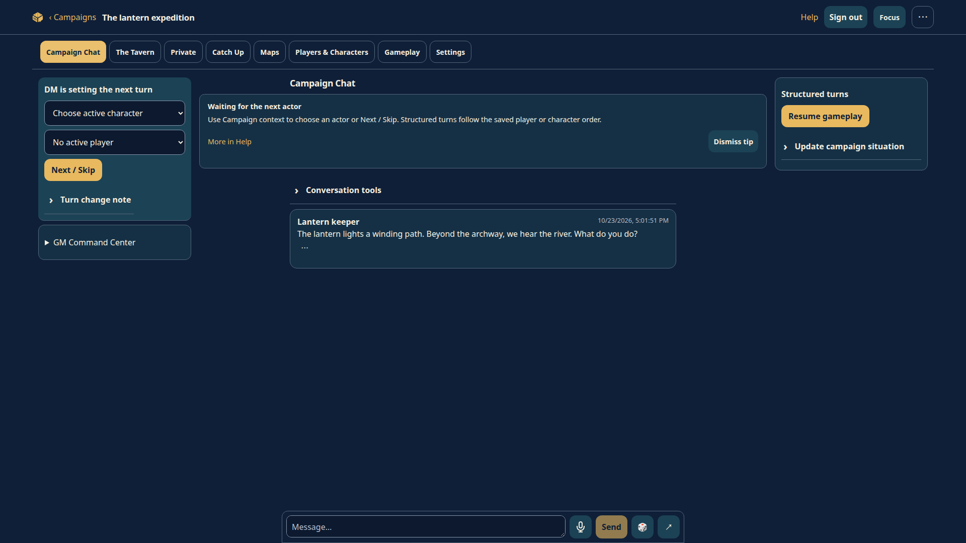 RPGirc campaign chat with shared images and character tools